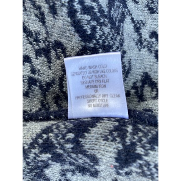 A. Ida Made In Italy Wool Blend Navy & Gray Patterned Knit Cardigan Sweater Jack - Picture 9 of 9